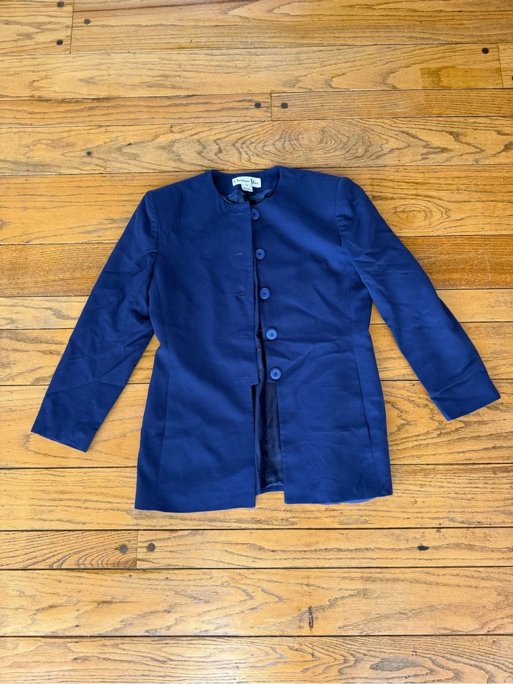 Vintage Christian Dior 100% Wool Blue Blazer size 12